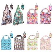 Large Shopping Bags, 8 Pack Reusable Foldable Grocery Bags with Handle, Washable Polyester Tote Bags Eco-Friendly, for Outdoor Travel Groceries Storage