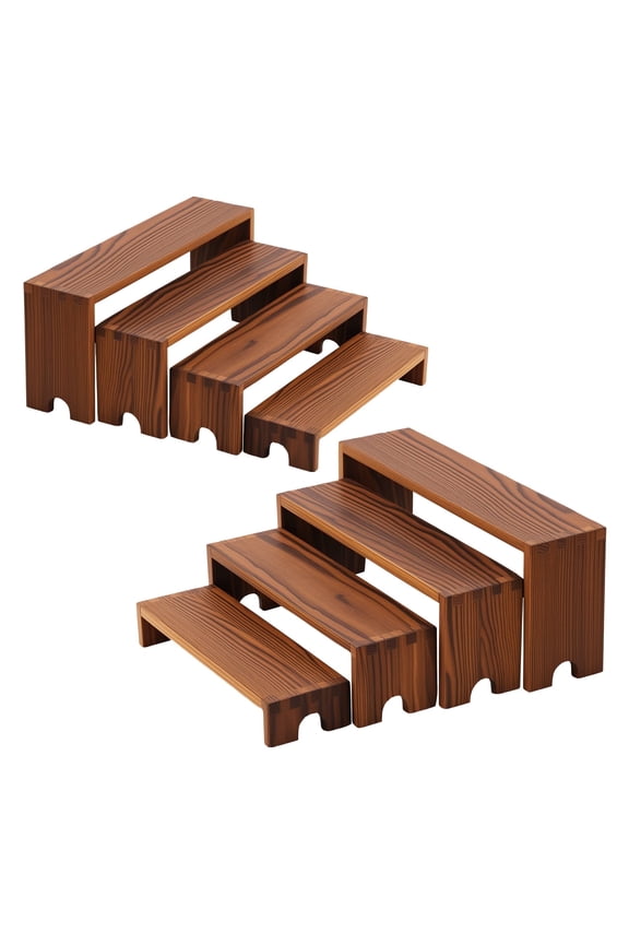 8 Pcs Wood Risers Display Stands Wooden Cupcake Stand Dessert Table Display Set 4 Tier Riser Display Stand Shelf for Perfume, Collections