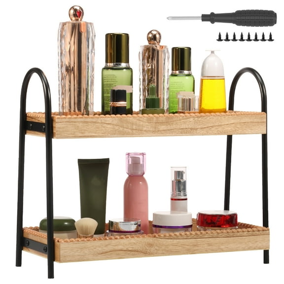 FKSZLL Bathroom Countertop Organizer 2 Tier Kitchen Counter Shelf Rack Caddy Tray Vanity Organizer and Storage for Bathroom Kitchen Coffee Station