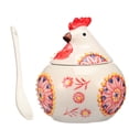 thumbnail image 1 of Ceramic Spice Cellar Chicken with Lid 5.3 Inch Storage Jar Rooster Shape with Flower Relief Storage Container for Kitchen Snack Spice Decorative Biscuit Jar for Household and Easter, 1 of 9