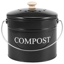 FKSZLL Compost Bin Kitchen 0.8 Gallon Metal Countertop Compost Bin with Lid, Small Compost Bin Indoor Waste Bucket for Food Waste Black