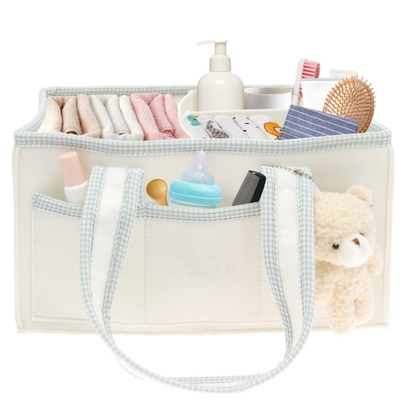 FKSZLL Diaper Storage Basket with Compartment Large Capacity Nappy Caddy Organizer with Handle Storage Wet Wipe Bathing Supplies Mom's Essentials