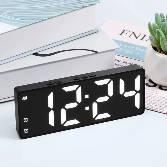 FKSZLL Digital Alarm Clock Colorful LED Alarm Clock USB/Battery Operated Desk Clock with Dual Alarms 12/24H Display 3 Adjustable Brightness Voice Control Snooze Function for Home Office