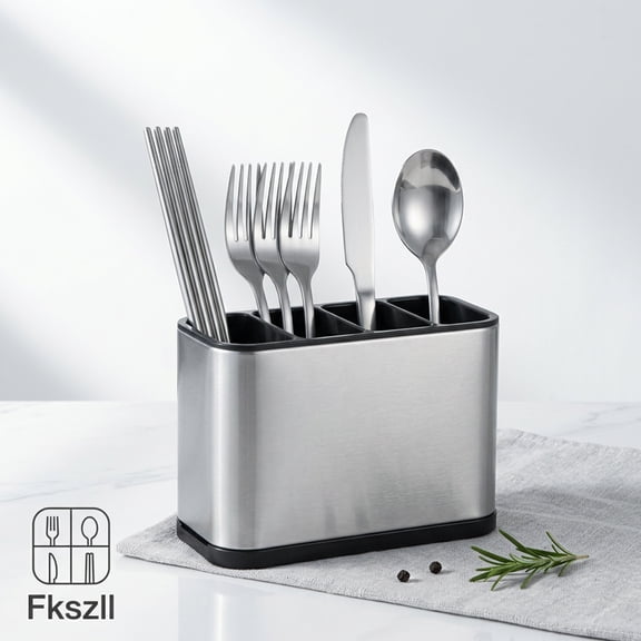 FKSZLL Utensil Holder, Silverware Caddy Spoon Holder, Stainless Steel Fork Cutlery Organizer for Kitchen Counter Storage