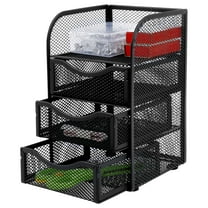 FKSZLL﻿ Mesh Desk Organizer with 3 Drawer Mesh Desk Storage Rack Mesh Desk Caddy for Home Office