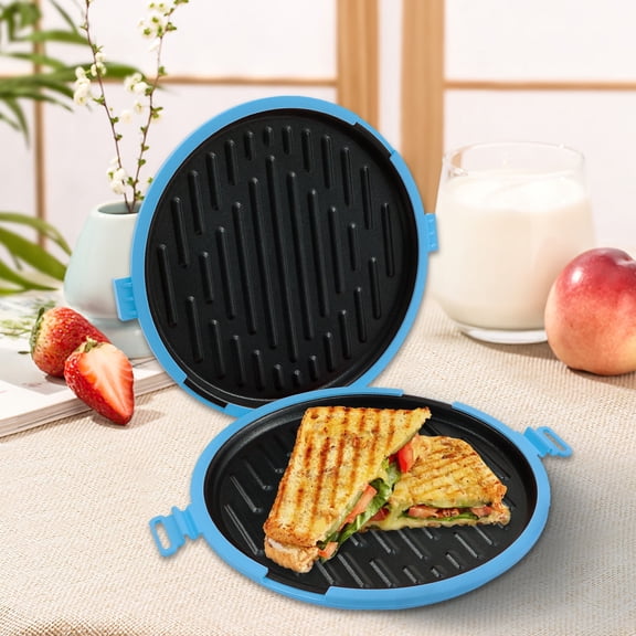 FKSZLL Microwave Grill Pan Toaster Sandwich Maker Microwave Toaster Non Stick Detachable Panini Maker, Fast Grilled Cheese Toastie Sausage for Home, 10.4 x 9.4 x 1.3inch