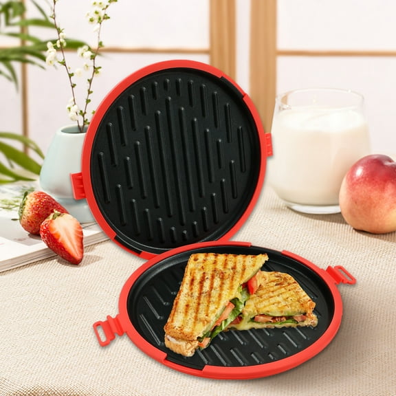 FKSZLL Microwave Grill Pan Toaster Sandwich Maker Microwave Toaster Non Stick Detachable Panini Maker, Fast Grilled Cheese Toastie Sausage for Home, 10.4 x 9.4 x 1.3inch