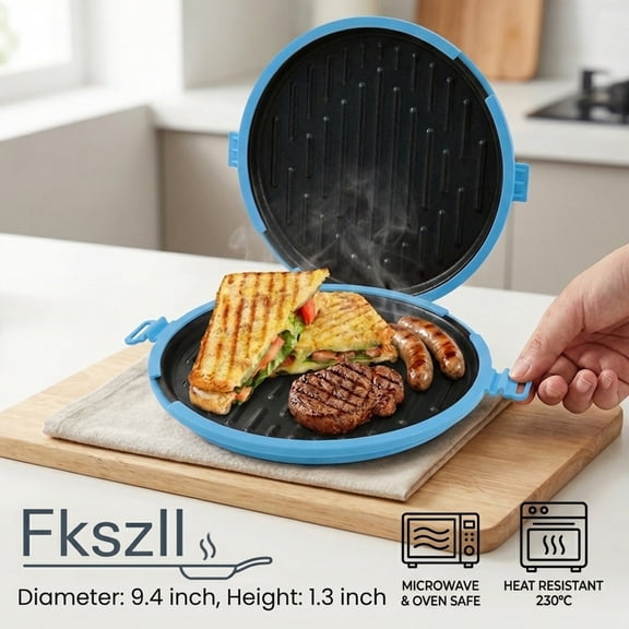 FKSZLL Microwave Grill Pan Toaster Sandwich Maker Microwave Toaster Non Stick Detachable Panini Maker, Fast Grilled Cheese Toastie Sausage for Home, 10.4 x 9.4 x 1.3inch
