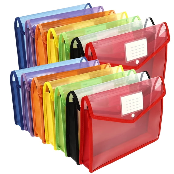 FKSZLL 14 Pack Plastic File Folder Expanding, Large Expandable Folder Transparent Storage Envelope Organizer for Document Letter Paper, File Accordion Folder for Office School, A4 Size