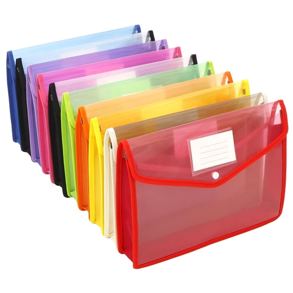 FKSZLL Plastic File Folder Large Expandable Folder for Document, Transparent Organizer Holder for Storage Letter Paper Expanding Folder for Office School, A4 Size-10 Pack