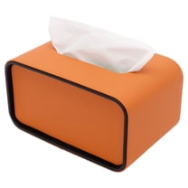 Rectangular PU Leather Tissue Box Cover with Black Edging Accents Decorative Rectangle Tissue Box Cover for Office Home Car Bathroom
