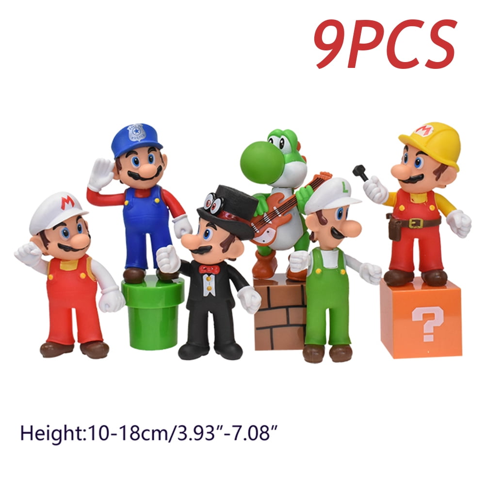 FKTOY 9pc Super Cartoon Bros Figures Children’s Toy Action Figures Cartoon Yoshi PVC Toy Figures