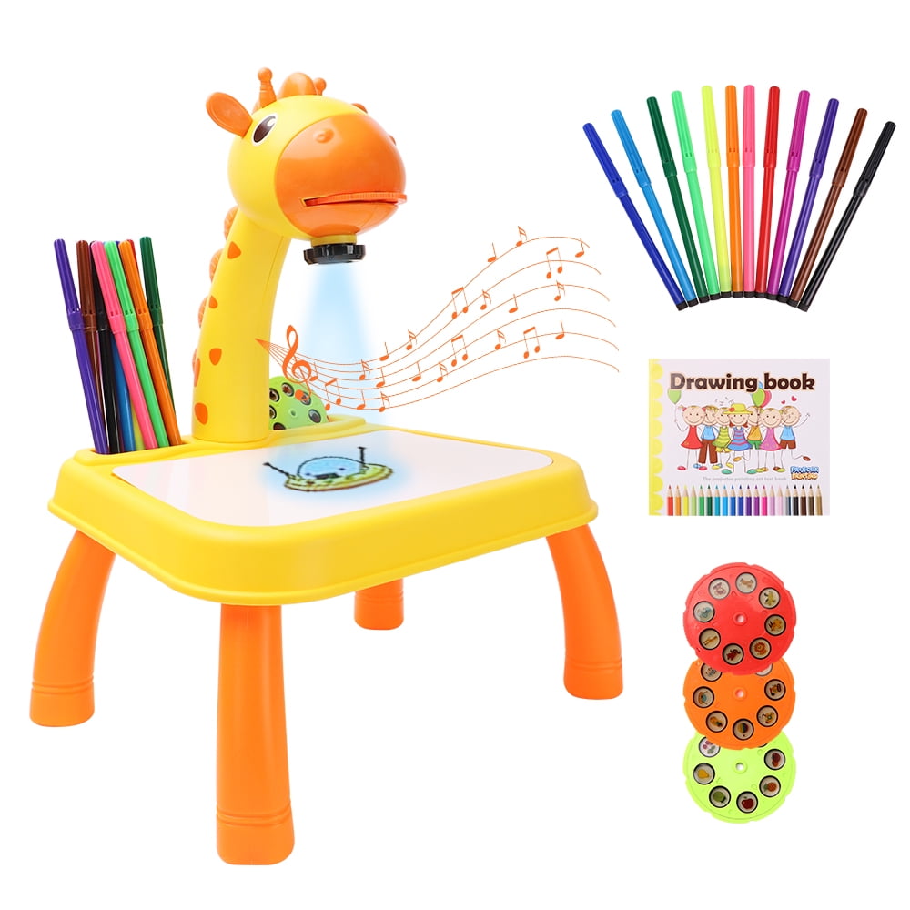 FKTOY Drawing Projector Toy, Kids Learning Drawing Projector Table ,Art