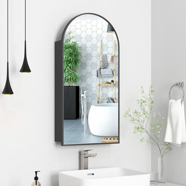 "FKWin Arched Bathroom Medicine with Mirror Aluminum Framed