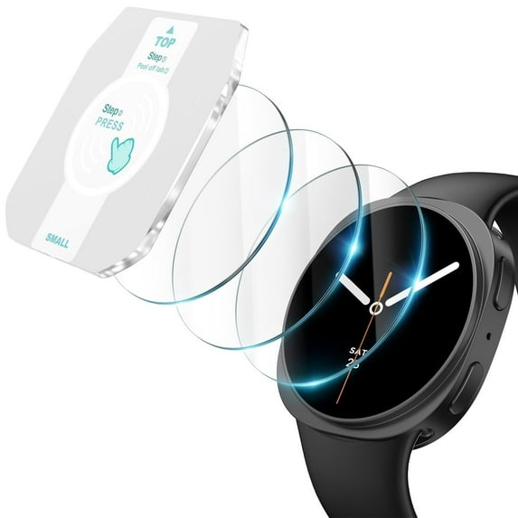 FL 3-piece tempered glass screen protector set with automatic alignment tool, suitable for Samsung Galaxy Watch 8 40mm, ultra-thin shockproof protection