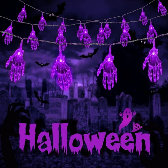 FL 30 LED Halloween String Lights, Cute Battery Operated Ghost String Lights Indoor Fireplace Party Porch Room Halloween Decorations