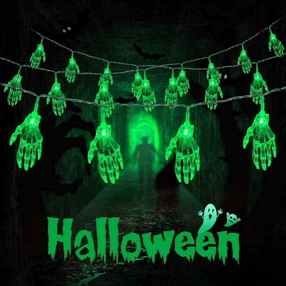 FL 30 LED Halloween String Lights, Cute Battery Operated Ghost String Lights Indoor Fireplace Party Porch Room Halloween Decorations