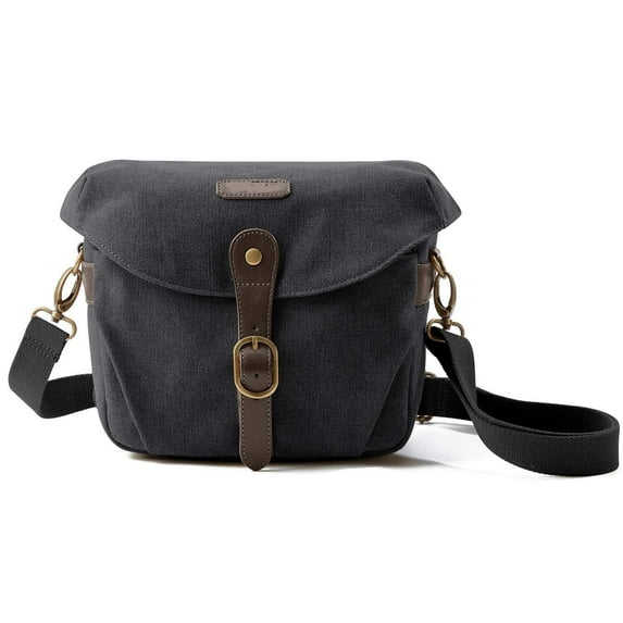 FL Camera Bag, SLR DSLR Canvas Crossbody Camera Case, Compact Camera Shoulder Bag with Rain Cover for Women and Men, Ivory White