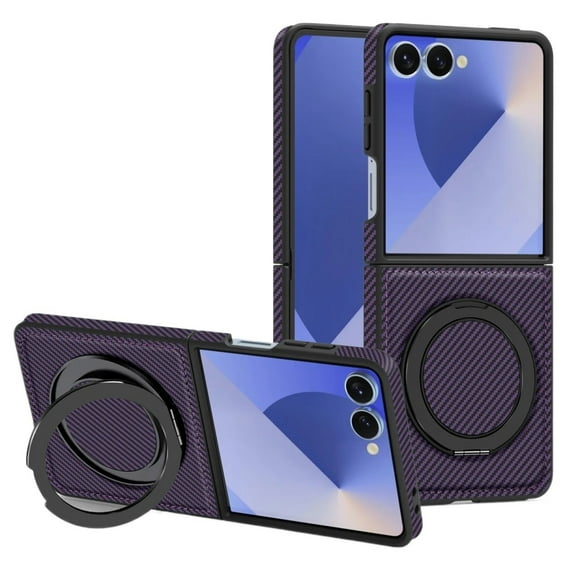 FL Carbon Fiber Magnetic Holder Case For Samsung Galaxy Z Flip 7 6 5 4 3 Flip7 Flip6 5G For Magsafe 360 Rotating Stand Cover
