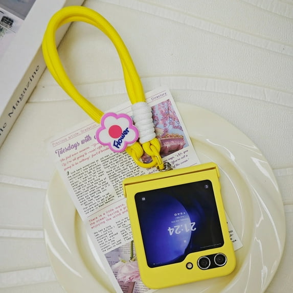 FL Cute Blue Portable Flower Rope Case For Samsung Galaxy ZFlip7 6 Flip5 Flip6 Z Flip4 3 Flip7FE Razr60 50Ultra Cover