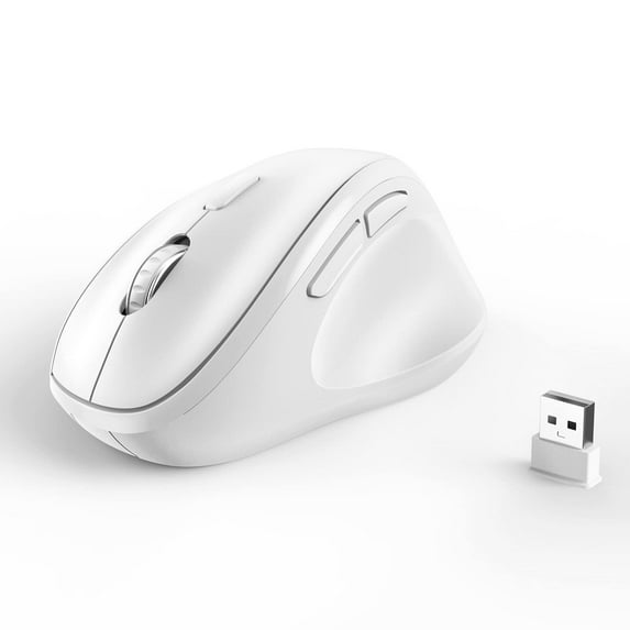 FL Ergonomic Wireless Mouse with USB Receiver for PC Computer, Laptop and Desktop, Ergo Vertical Mouse with Silent Clicks Long Battery Life, Up to 1600 DPI & 1 AA Battery Powered