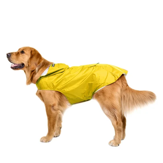 FL Large Pet Dog Face Raincoat Waterproof Polyester Safety Reflective Stripe Rain Jacket for Golden Retriever Labrador Husky