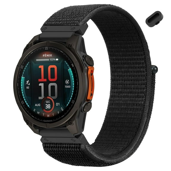FL Nylon Quick Fit Watchband Compatible with Garmin Fenix 8 47mm/Forerunner 965/970/Instinct 1/2/3 45mm Solar,22mm Soft Hook and Loop Adjustable Sport Strap for Fenix 7 Pro/7/6 Pro/6/5 plus