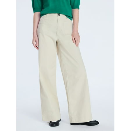 Free Assembly Women's and Women's Plus Patch Pocket Wide Leg Pants, 30”, 32” and 34” Inseam, Sizes XS-4X