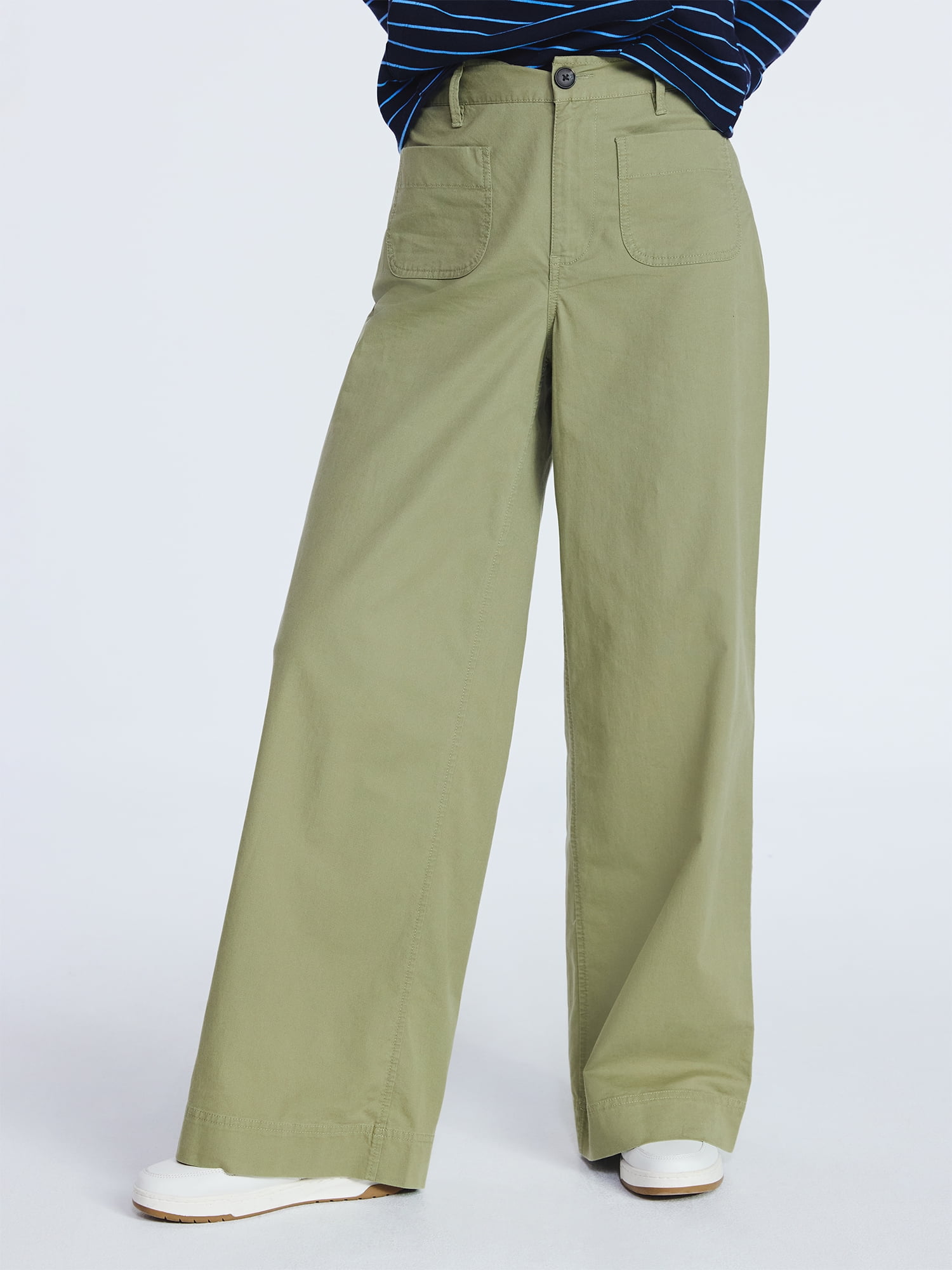 Free Assembly Women's and Women's Plus Patch Pocket Wide Leg Pants, 30”, 32” and 34” Inseam, Sizes XS-4X