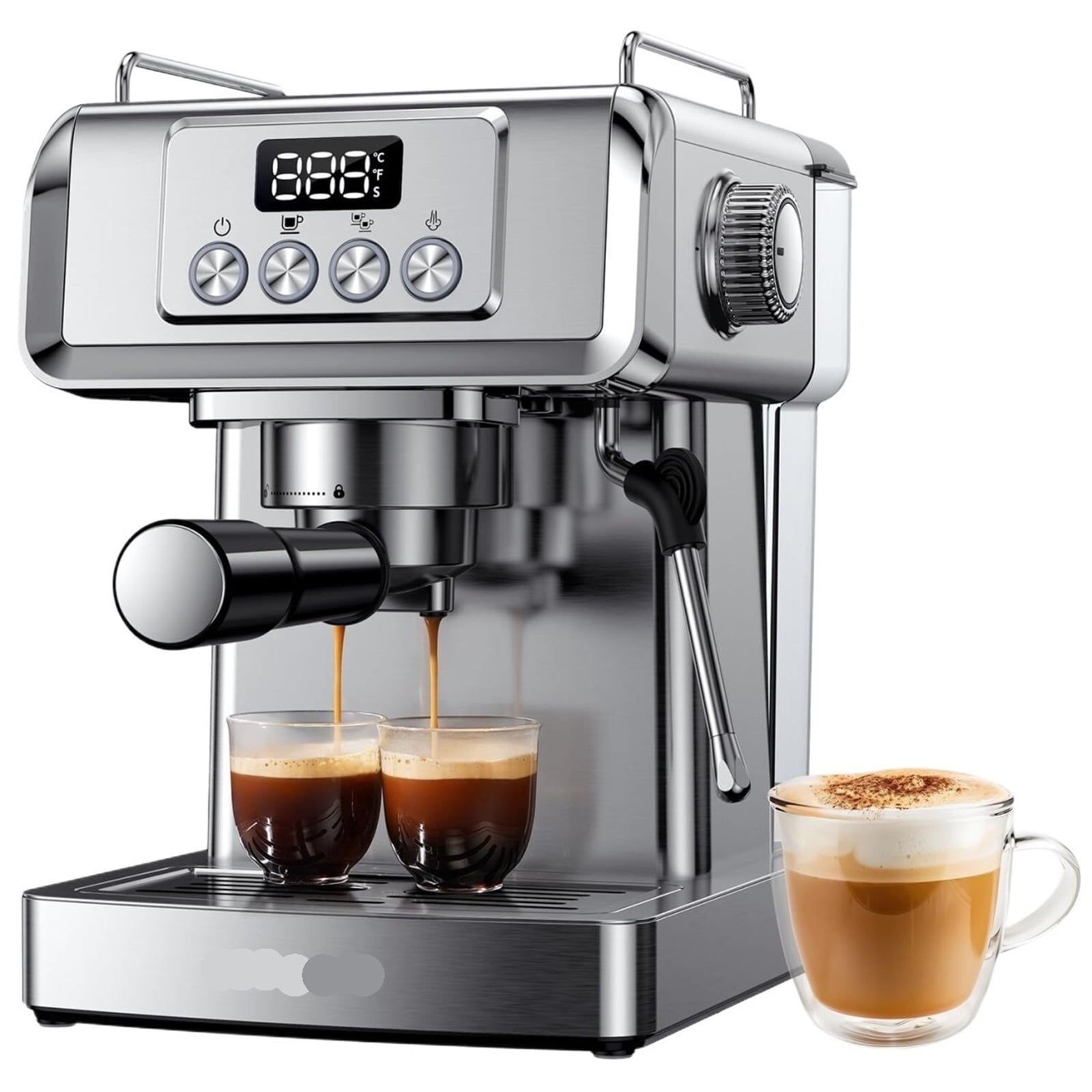 FL Professional Home Latte and Cappuccino Maker, 60 oz Tank, Temperature Display, Stainless Steel