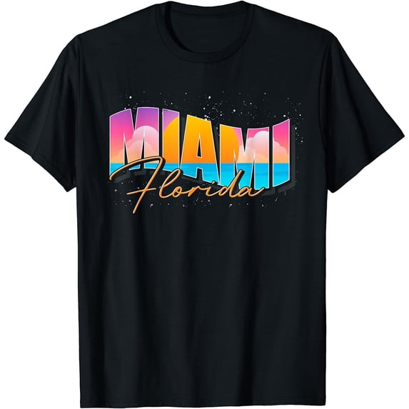FL State Summer Vacation Tropical South Beach Miami Florida T-Shirt Black 3X-Large