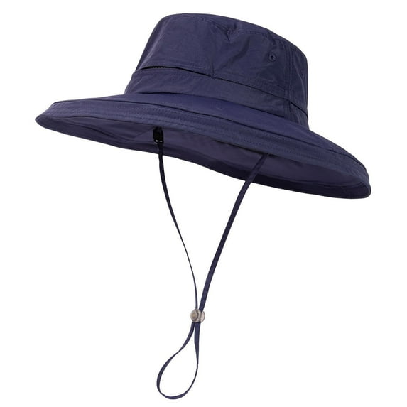 FL Waterproof Sun Hat for Women Wide Brim SPF 50 UV Protection with Chin Strap Packable & Foldable