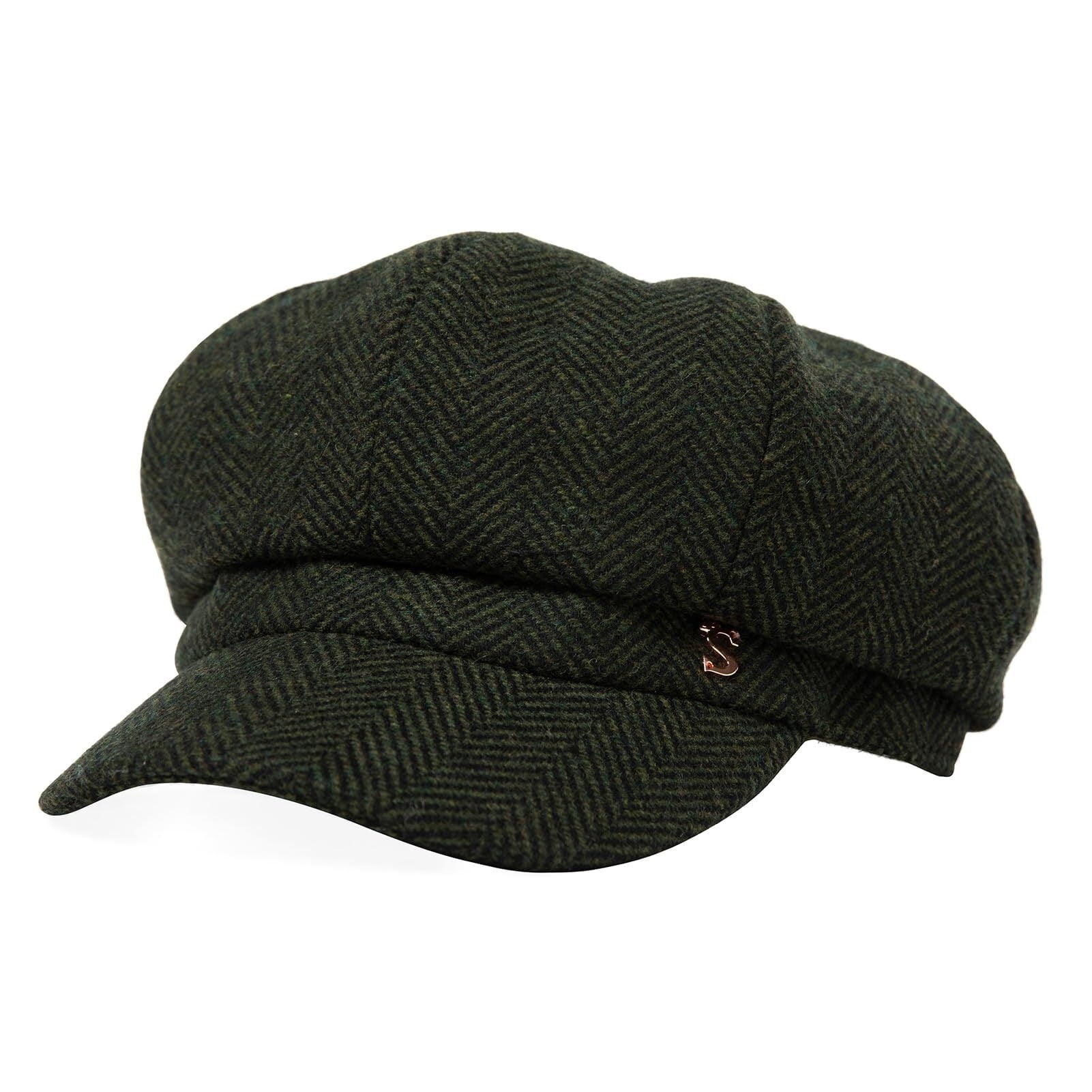 Womens Baker Boy Cap, Newsboy Newsie Paperboy Fiddler Cabbie Hat Flat Beret in Beige Tweed for