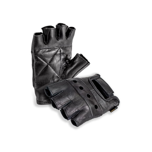 FL2250-XL, Top Grain Leather Half Finger Gloves, Padded Palm, Hook & Loop Closure