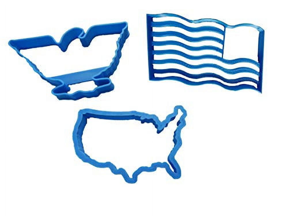 FLAG COOKIE CUTTER WITH EAGLE AND US OUTLINE Patriotic Bald Eagle