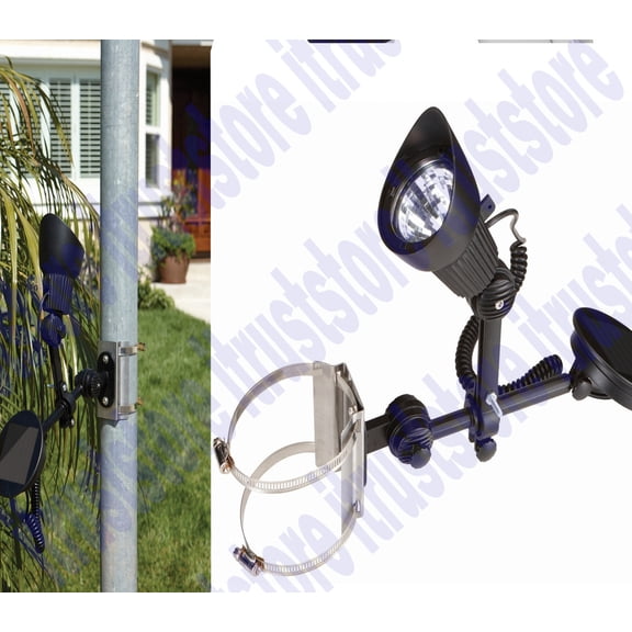 FLAG POLE LIGHT LED SOLAR SUN POWER SPOTLIGHT DUSK DAWN 8HR QUICK EASY INSTALL