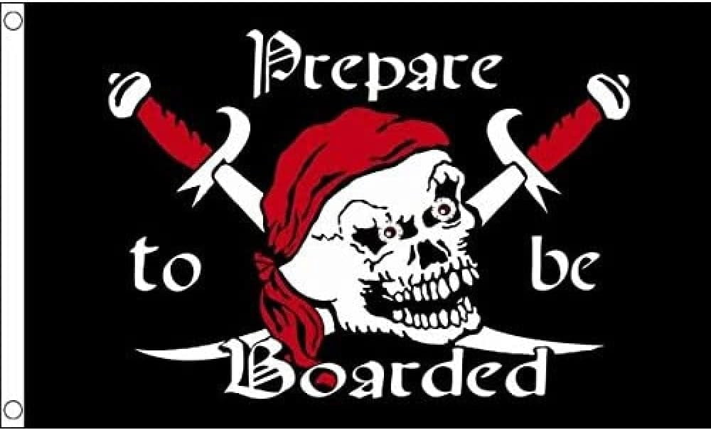 Boland Black Polyester Pirate Banner - 74x220 Cm With Skull & Crossbones, Metal Grommets