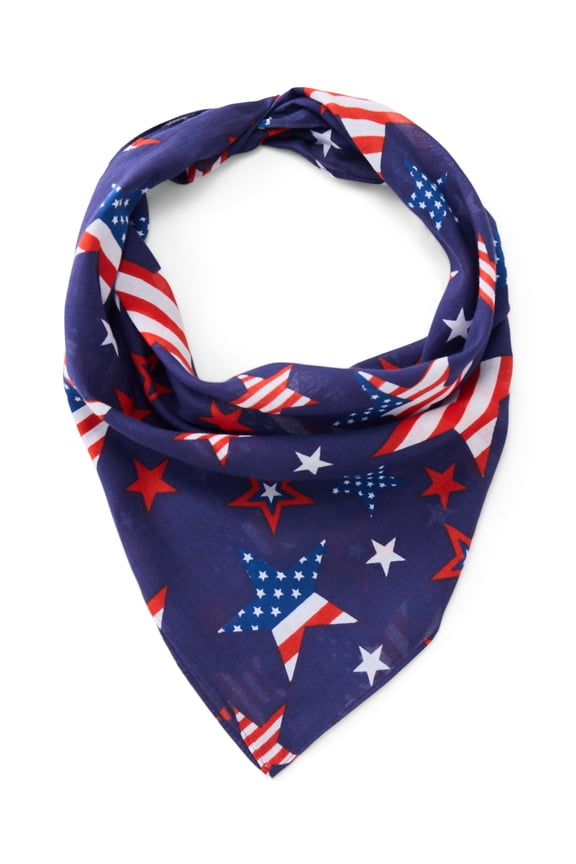 Fourth of July Women’s Flag Stars Bandana from Way to Celebrate, One Size, Navy/Multi