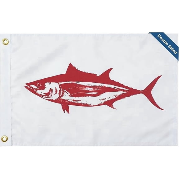 FLAGWIN 12x18 inch Double Sided Albacore Fishing Boat Flag, Heavy Duty Nylon with Brass Grommets