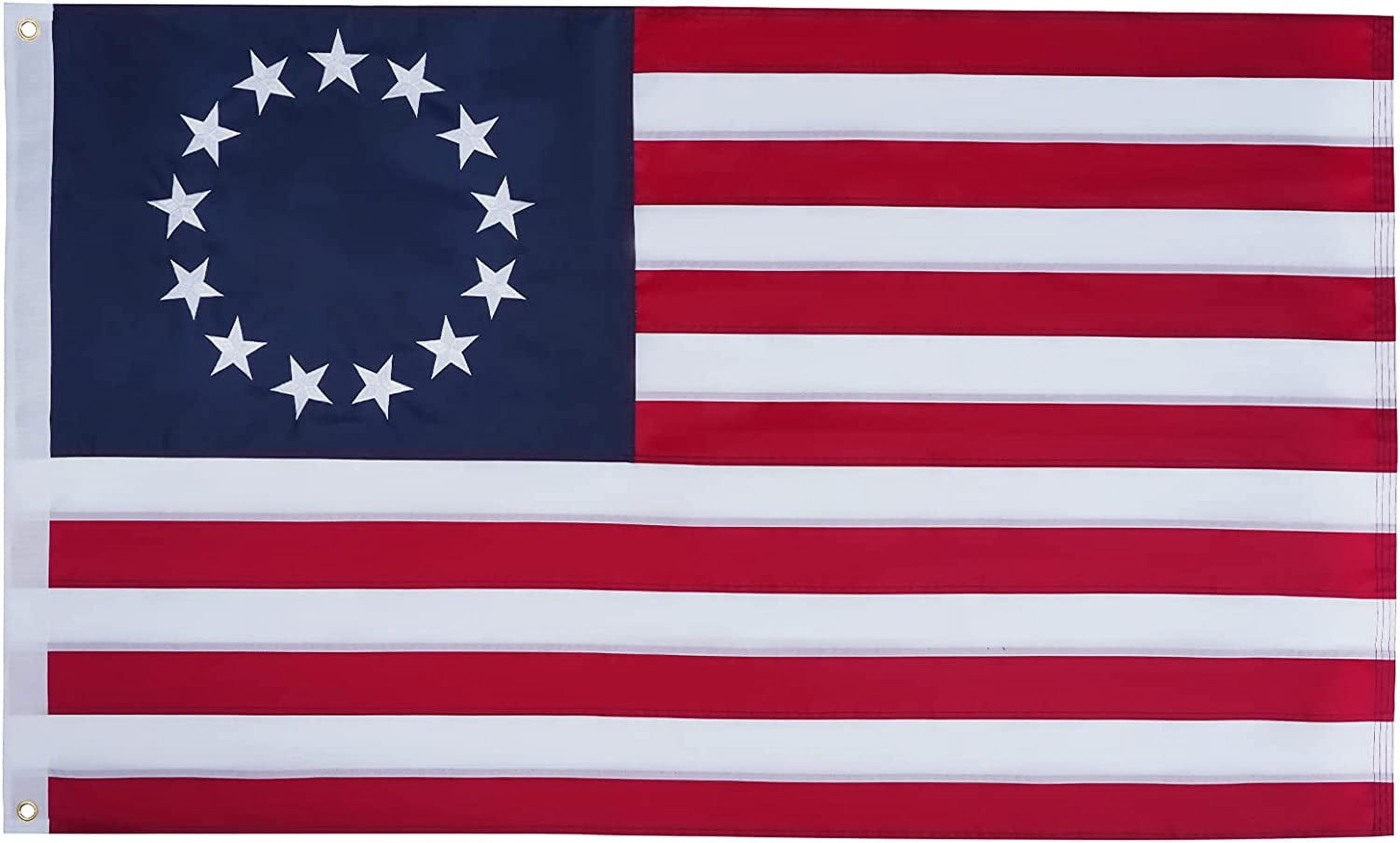 FLAGWIN American Betsy Ross Flag 3x5 Heavy Duty Outdoor- 13 Stars Colonies  Primitive Embroidered Stars and Sewn Stripes, image size:3000x1806