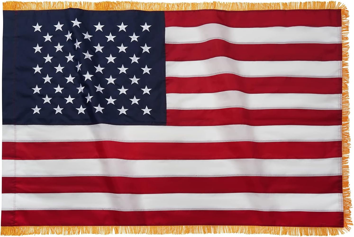 FLAGWIN American Flag 3x5 Indoor, USA Flag 3x5 FT with Gold Fringe, Embroidered Sewn Stars American Flags Heavy Duty Nylon 3 x 5 Us Flags for Inside, 3 by 5 American Flag with Sleeve