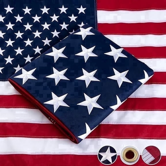 FLAGWIN American Flag 5x8 FT Heavy Duty Nylon Outdoor Decorative Banner with Brass Grommets for Patio