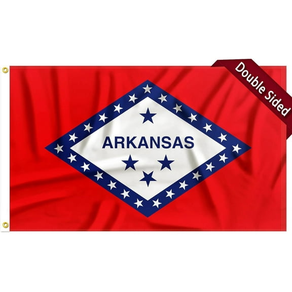 FLAGWIN Arkansas Flag 3x5 FT - 3 Ply Double Sided Polyester Arkansas State Flag with Brass Grommets - Vivid Color and Fade Proof State of Arkansas Flag 3x5 Outdoor