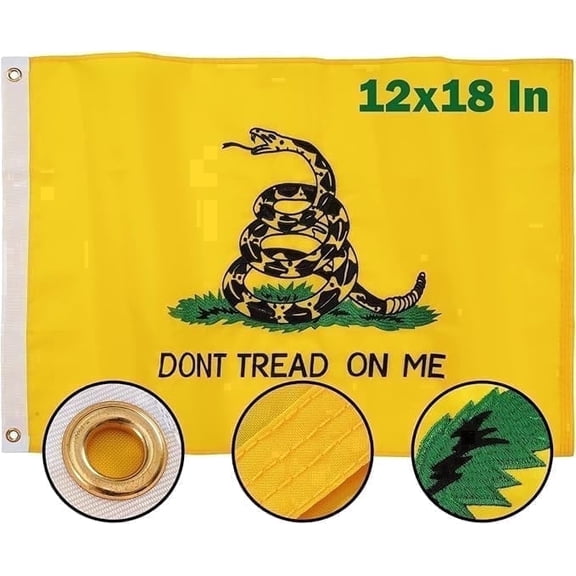 FLAGWIN Don't Tread on Me Gadsden Flag 12x18 inch Heavy Duty Nylon Outdoor Banner with Brass Grommets