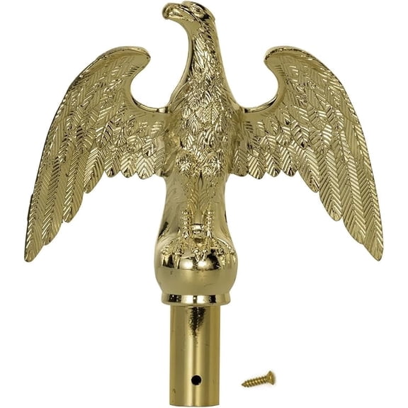 FLAGWIN Gold Eagle Flagpole Finial Topper for Indoor, Plastic Eagle Flag Pole Top Toppers Finials Head Ornament Replacement Screw for 1 inch Diameter Flagpoles
