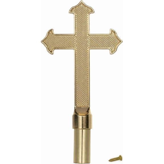 FLAGWIN Gold Metal Cross Church Flagpole Finial for 1 Inch Pole Indoor Parade Decorative Topper