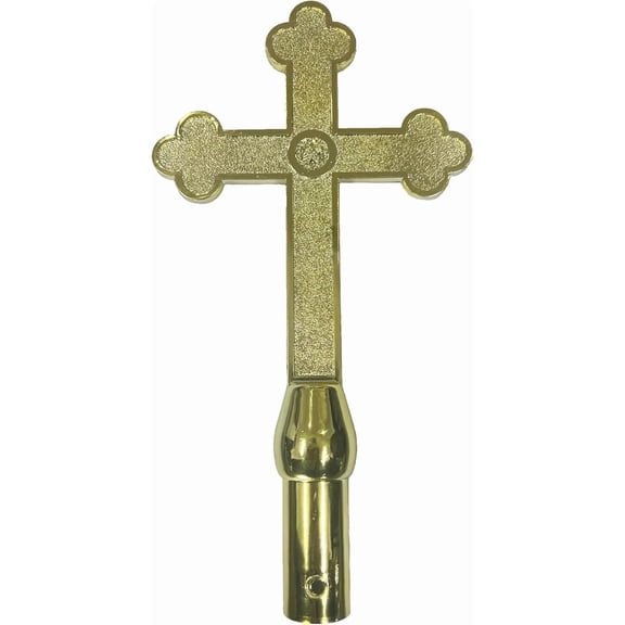 FLAGWIN Gold Plastic Church Cross for Indoor or Parade Flagpole Finial Topper, for 1" Diameter Flagpoles