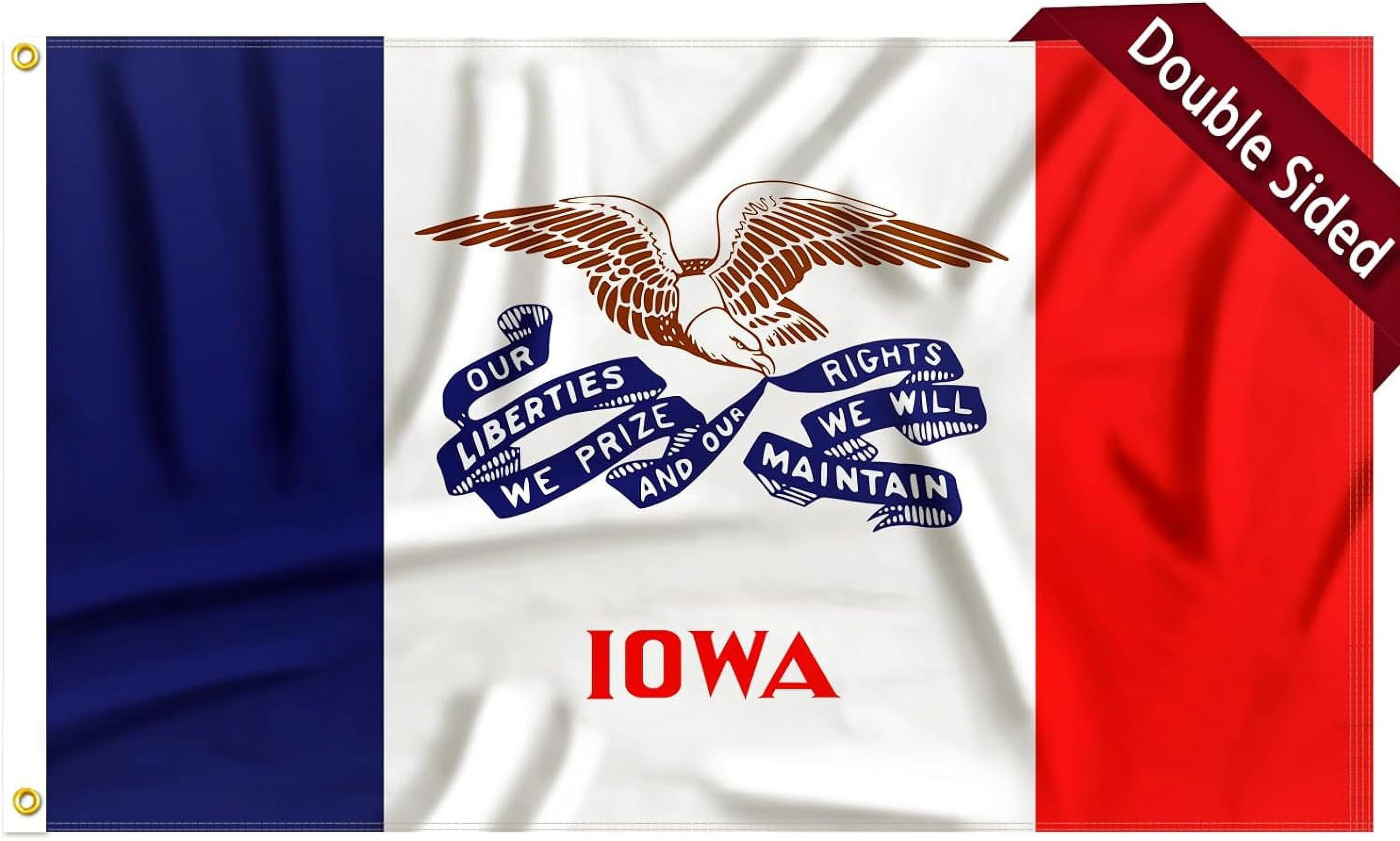 FLAGWIN Iowa Flag 3x5 FT - 3 Ply Double Sided Polyester Iowa State Flag with Brass Grommets - Vivid Color and Fade Proof State of Iowa Flag 3x5 Outdoor