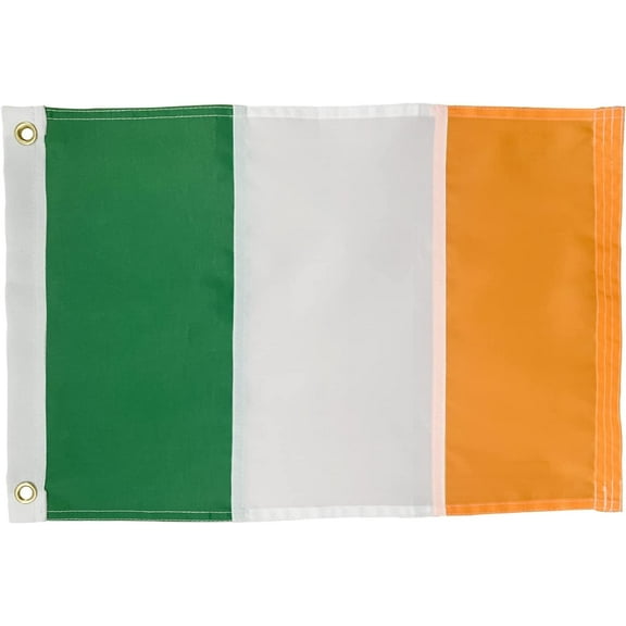 FLAGWIN Irish Boat Flag 12x18 inch, Ireland Flags with 2 Brass Grommets and Sewn Stripes , Heavy Duty Nylon Weather Outdoor Banner