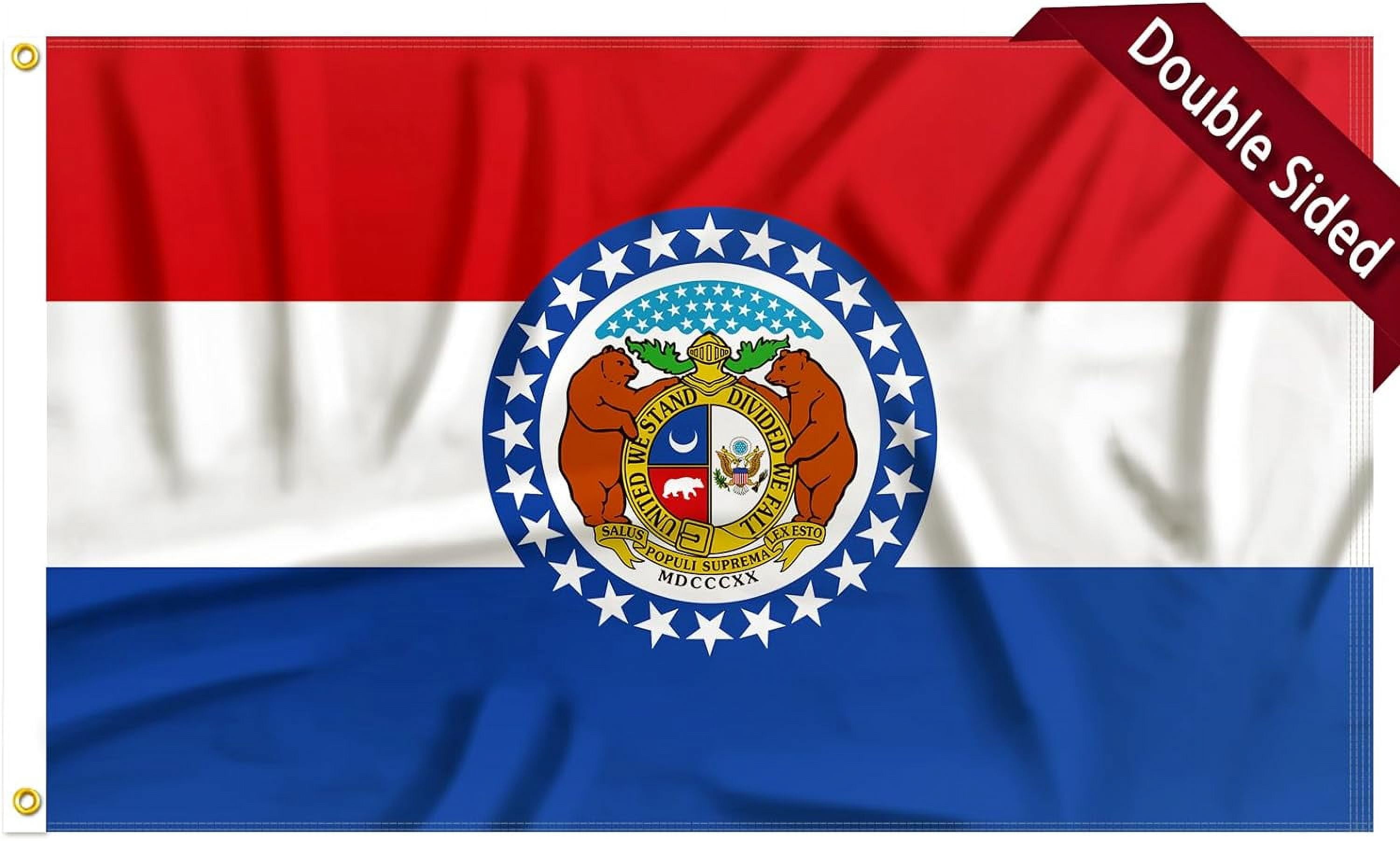 FLAGWIN Missouri Flag 3x5 FT - 3 Ply Double Sided Polyester Missouri State Flag with Brass Grommets - Vivid Color and Fade Proof State of Missouri Flag 3x5 Outdoor